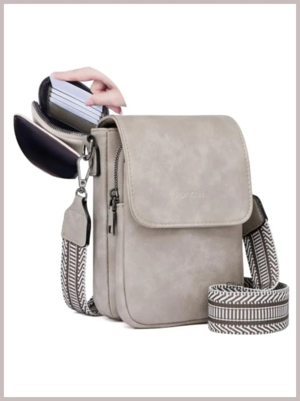 Small Crossbody Purse with Triple Compartments, RFID Phone Wallet, Adjustable